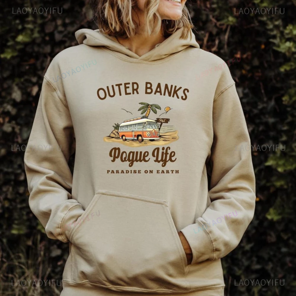 Outer Banks Pogue Life Pullover Printed Design Crewneck Woman Sweatshirt Beachy Drop Shoulder Hoodie North Carolina Outer Banks