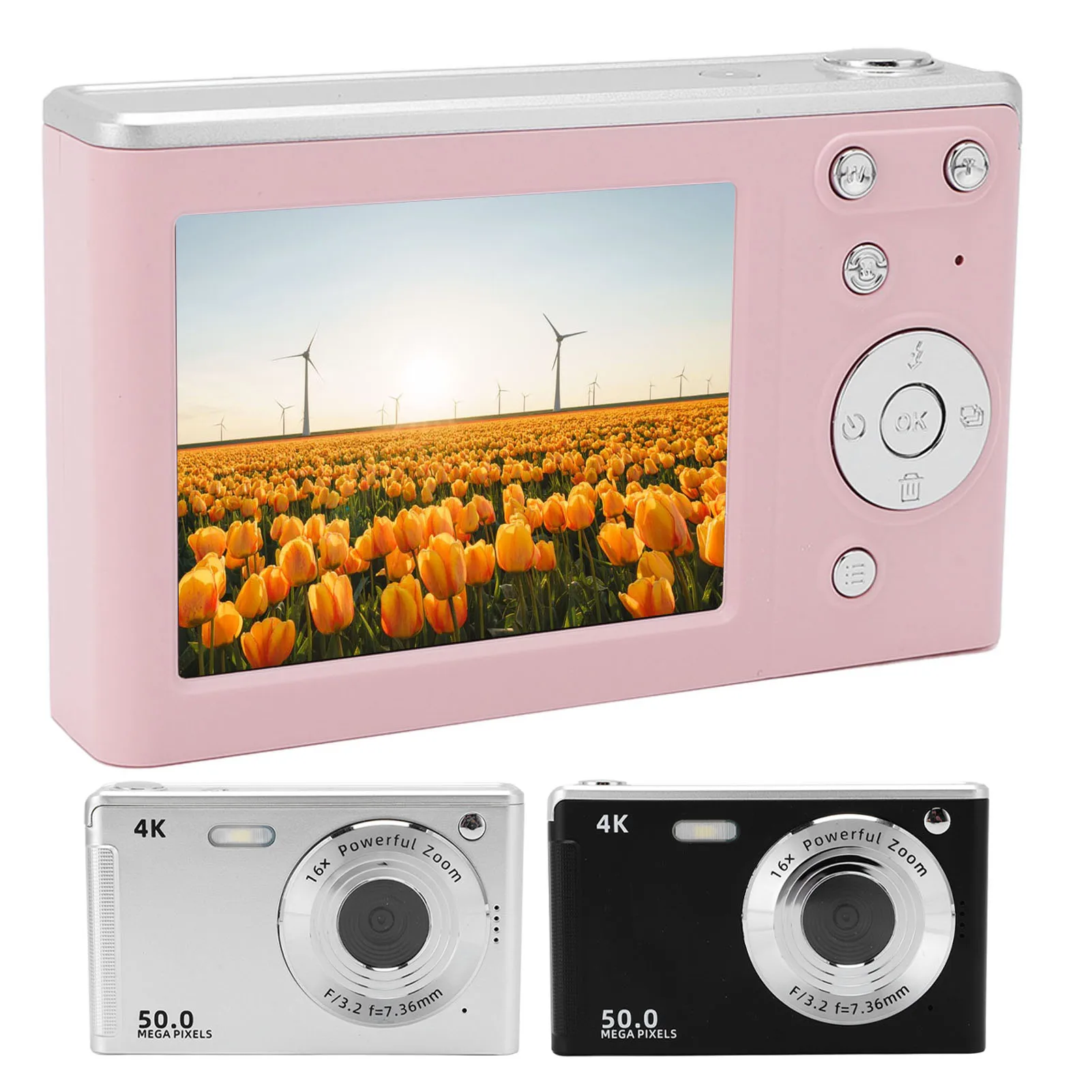 كاميرا رقمية محمولة كاميرا رقمية مضادة للاهتزاز ملء الضوء 2.8 بوصة شاشة AF ضبط تلقائي للصورة 700MAH 4K 50MP للصورة #1