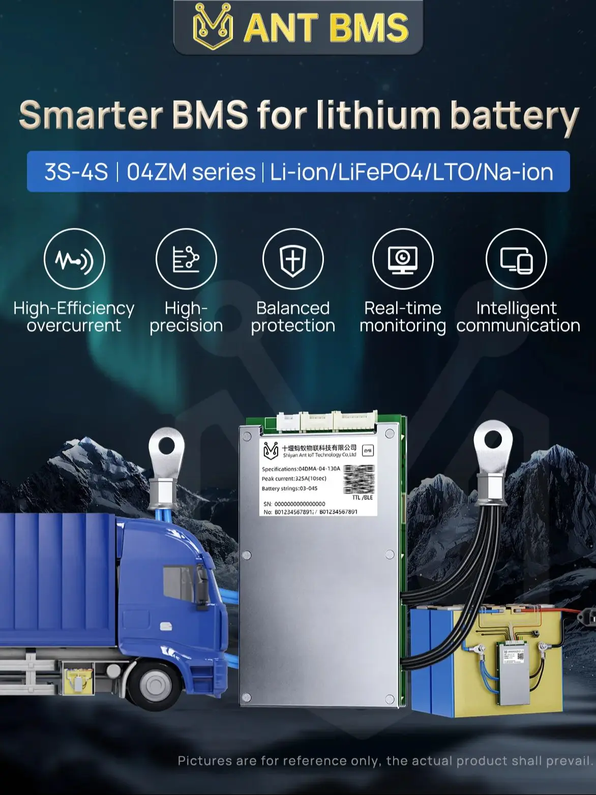 BMS Built-in Balance , BT &APP for 48V-72V and 400A High Current Protection Tailored for powerbank eBike, Electric Motor, solar