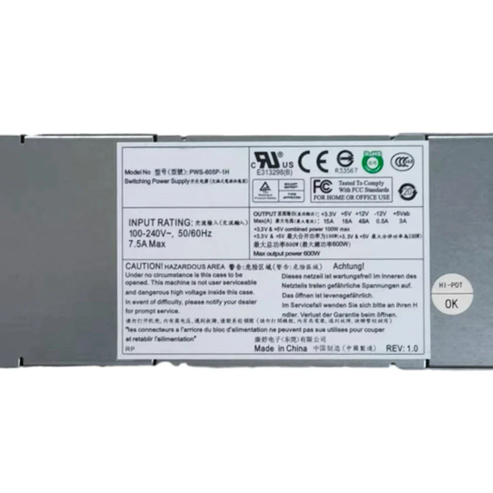 SuperMicro 600W 1U 80+ Platinum PSU Power Supply Server Switching Redundant Power Supply Module OriginalPWS-605P-1H