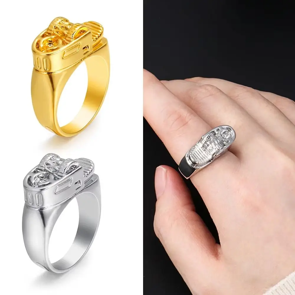 Alloy Material Lighter Ring Copper Ring Creative Design Geometric Design Ring Fashionable Jewelry Trendy Style Fashion Ring