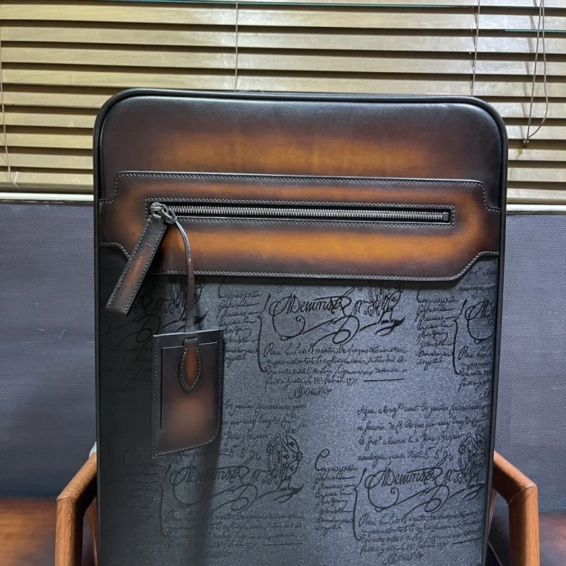 DIMY leather trolley case male business suitcase female leather suitcase universal wheel password boarding 22 inch soft suitcase