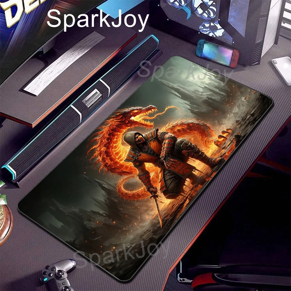 Фото Коврик для геймерского стола Mortal Kombat Scorpion Sub-Zero, противоскользящий, износостойкий, из гладкой ткани с резиновой основой, для любителей киберспорта