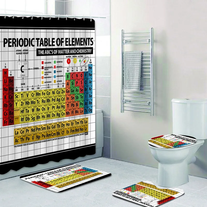 

Набор разноцветных занавесок для ванной комнаты, Периодическая таблица элементов, для туалета, школы, химические коврики для ванной, ковер, домашний декор, подарок