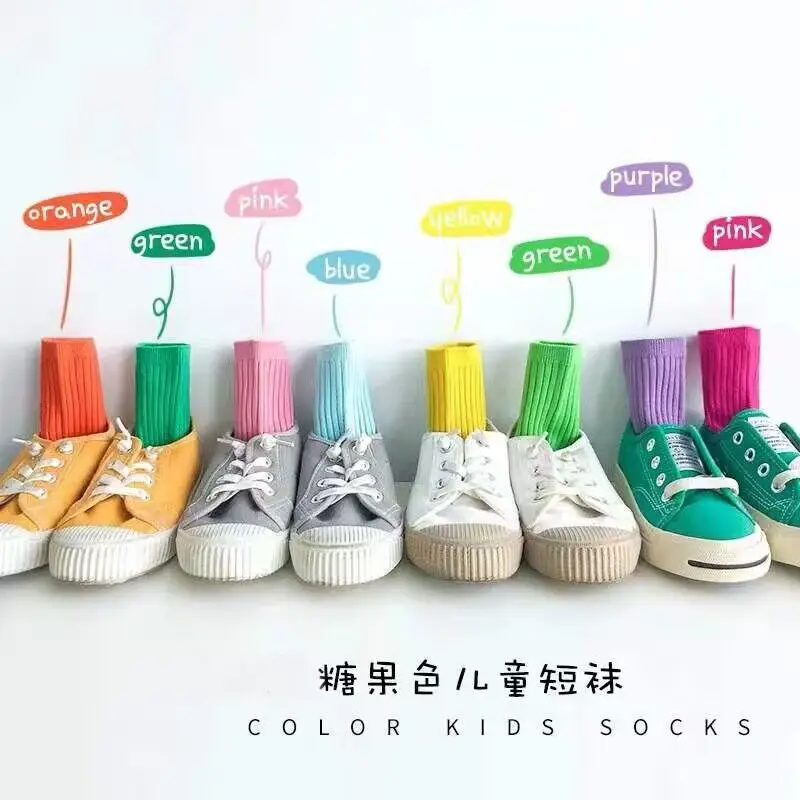 24pairs New Fashion baby Cotton Socks girls children spanish style Socks Candy Color Knit Knee High Toddler Christmas Socks