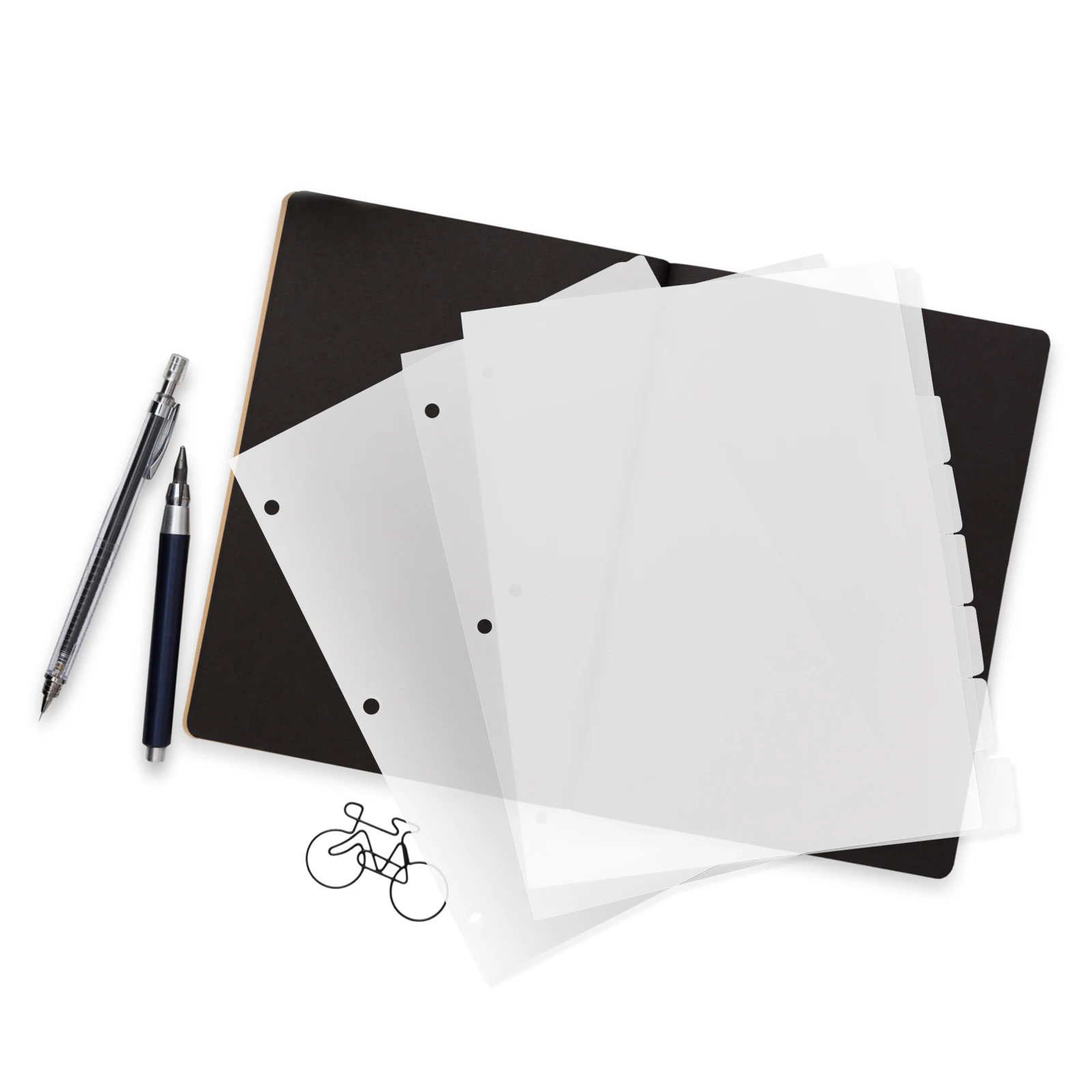 

Book Pages Separators Clear Dividers for School Office Use Binder Tabs Hole Punch Loose Leaf Refill Flexible ganizers
