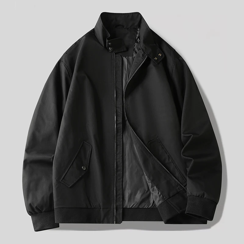 Spring and Autumn Men's Retro Casual Standing Collar Commuting Jacket Windproof Breathable Durable Lightweight Daily Jacket