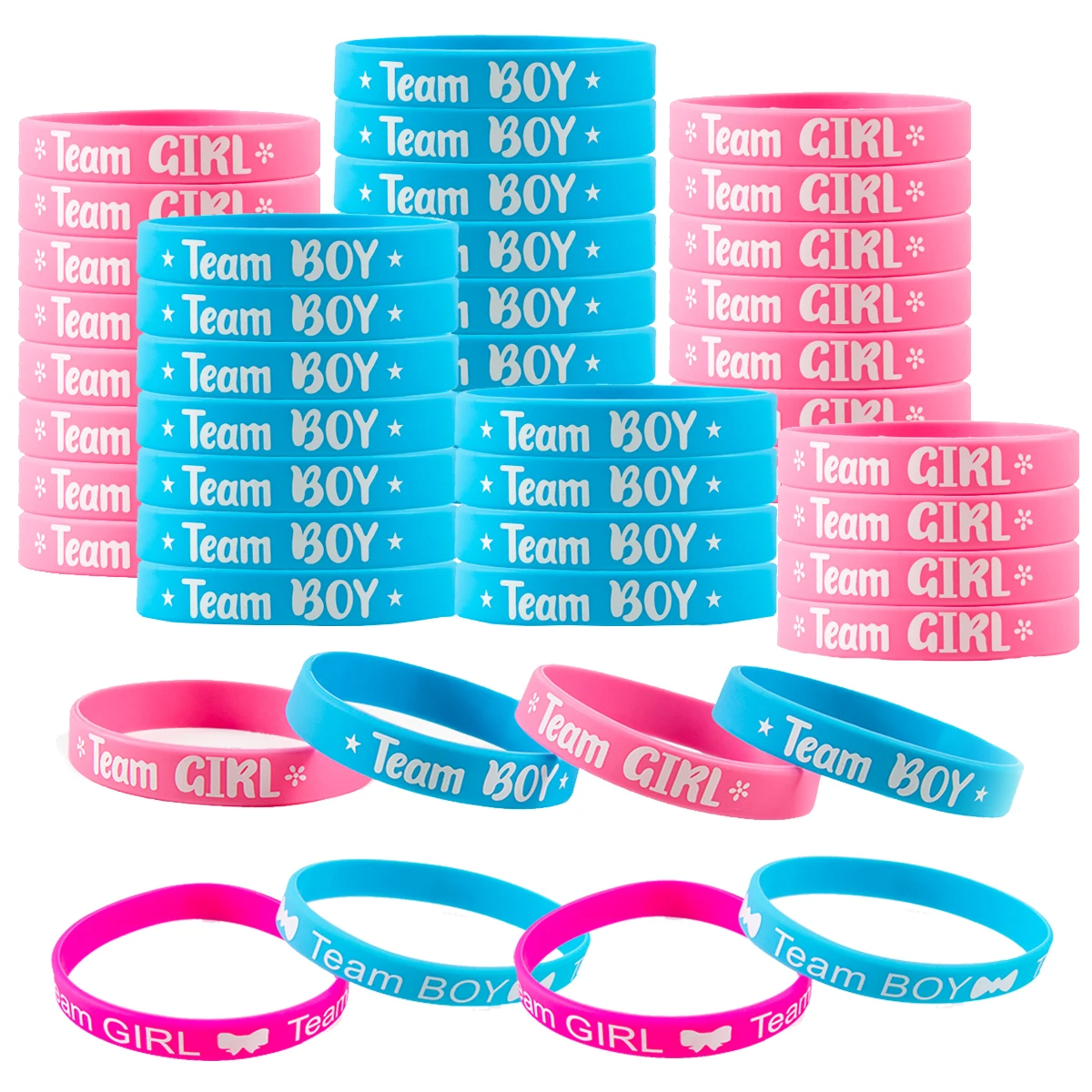 20pcs Gender Reveal Bracelets Team Boy/Girl Silicone Wristbands For Team Wendy Welcome Baby Shower Gender Reveal Party Decor