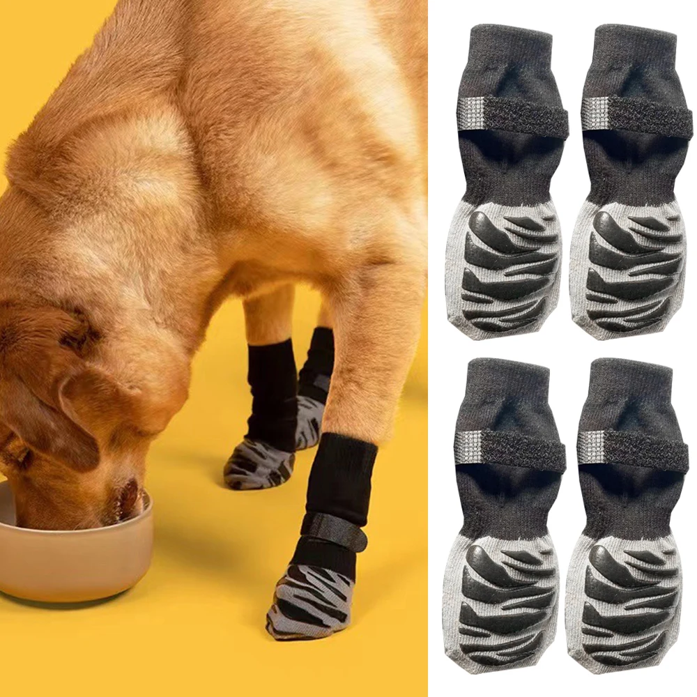 

4Pcs/set Non-slip Dog Socks Dog Grip Socks With Straps Traction Control For Indoor On Hardwood Floor Wear Pet Paw Protector