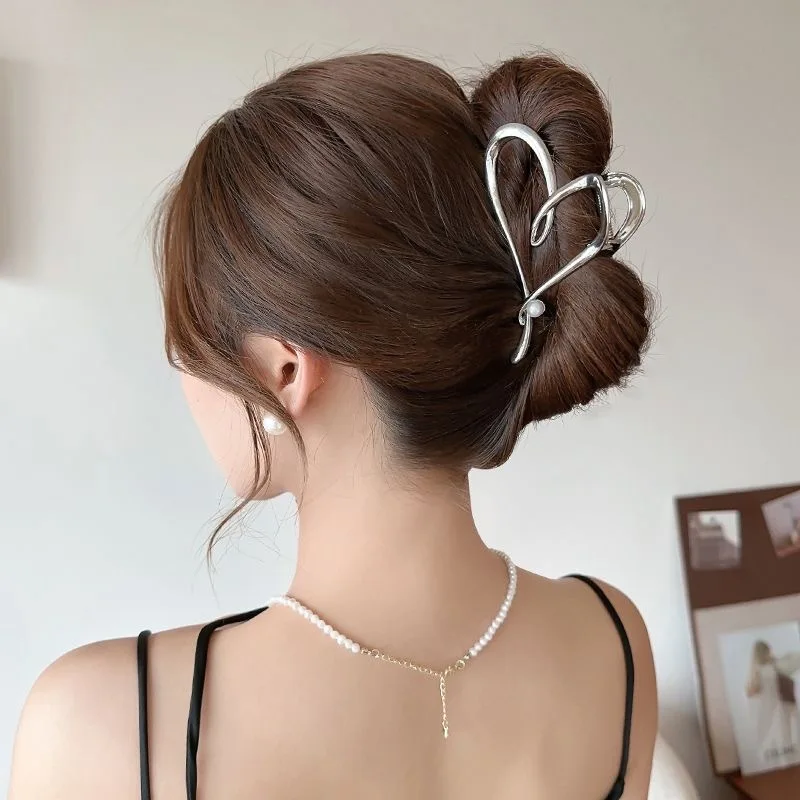 Jepit Rambut Korea Model Metal Bentuk Kepiting Tidak Beraturan, Jepit Rambut Wanita Elegan Model Shark Jaw, Jepit Rambut, Aksesoris Rambut Wanita