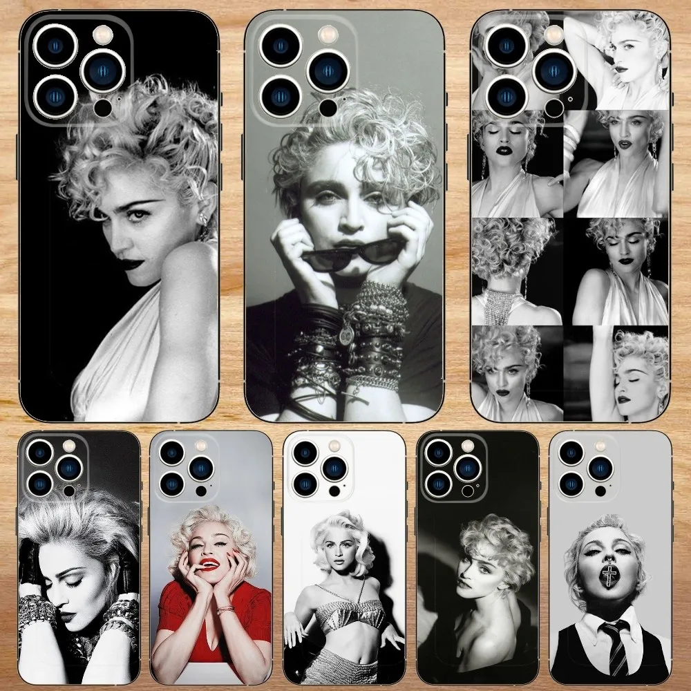 80s M-Madonna Phone Case For iPhone15,14,13,12,11,Pro,Max,Plus,Mini,X,XS,XR,8,7,6,S,Plus,SE Soft Black Case