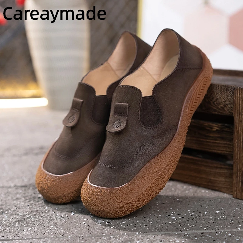 

Careaymade-женская обувь из натуральной кожи большого размера с широким носком, туфли из коровьей кожи на резиновой мягкой подошве, удобная мужская обувь