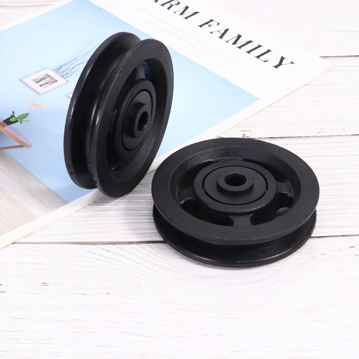 5Pcs Universal Bearing Pulley Wheel Anti- Fitness Equipment Parts Diameter 90Mm Width 22.5mm 25Mm Lightweight