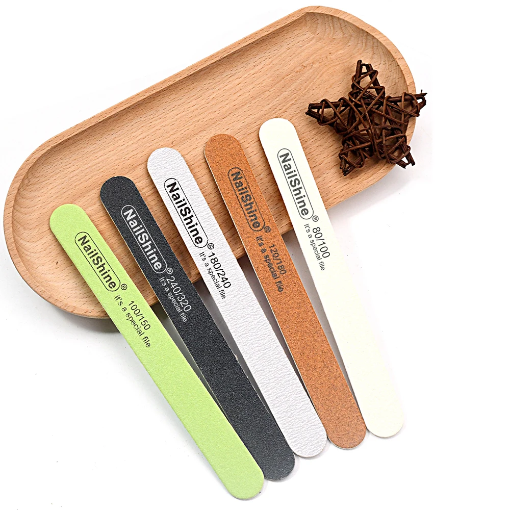 

10Pcs Nail File Thin Emery Board White Grey Black Green Brown Nail Files For Natural Nails Manicure Pedicure Tool Home/Salon Use