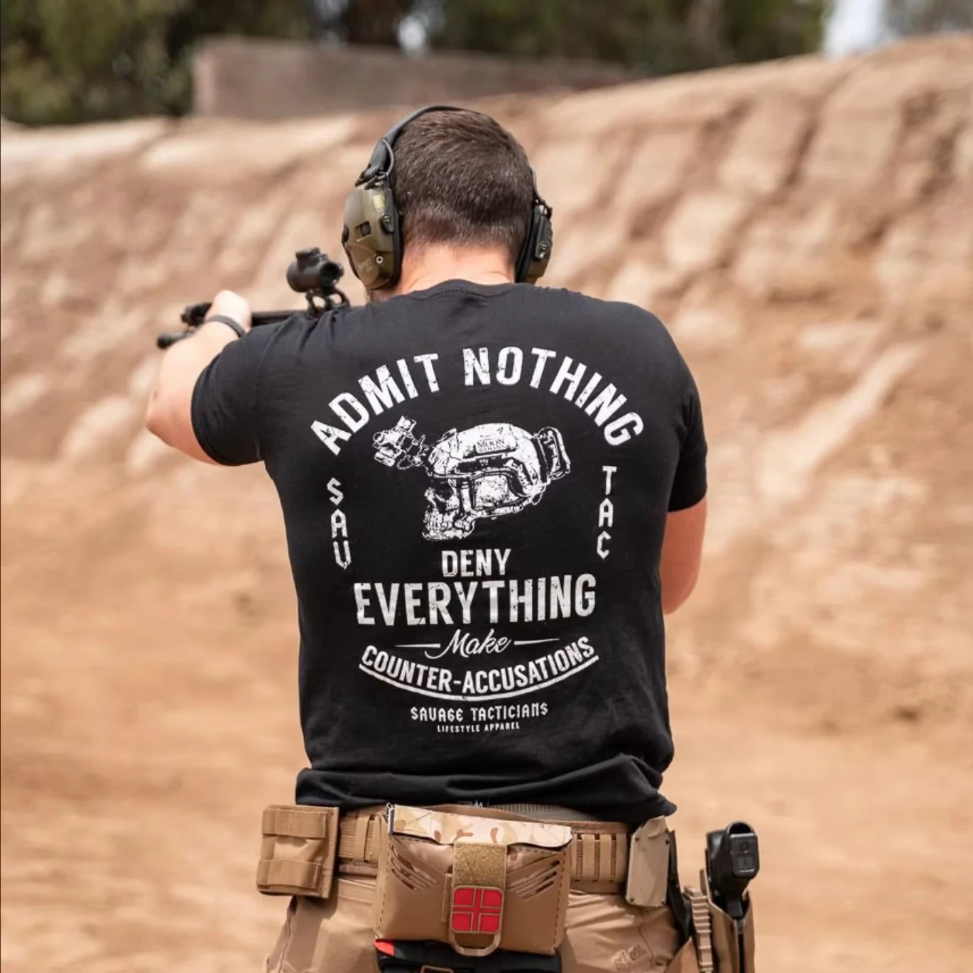 2026 Summer Unisex Tactical Skull Slogan Graphic Tee,Cotton Streetwear, Casual Short Sleeve Military Style Top for Men and Women