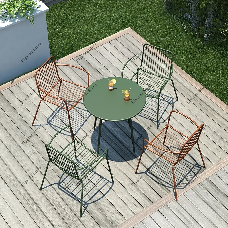 Mesa De Café Redonda De Metal Para Sala De Estar Mesa De Jantar Mesas De Círculo De Ferro Minimalista Nórdico, Conjuntos Modernos De Mobiliário De Jardim