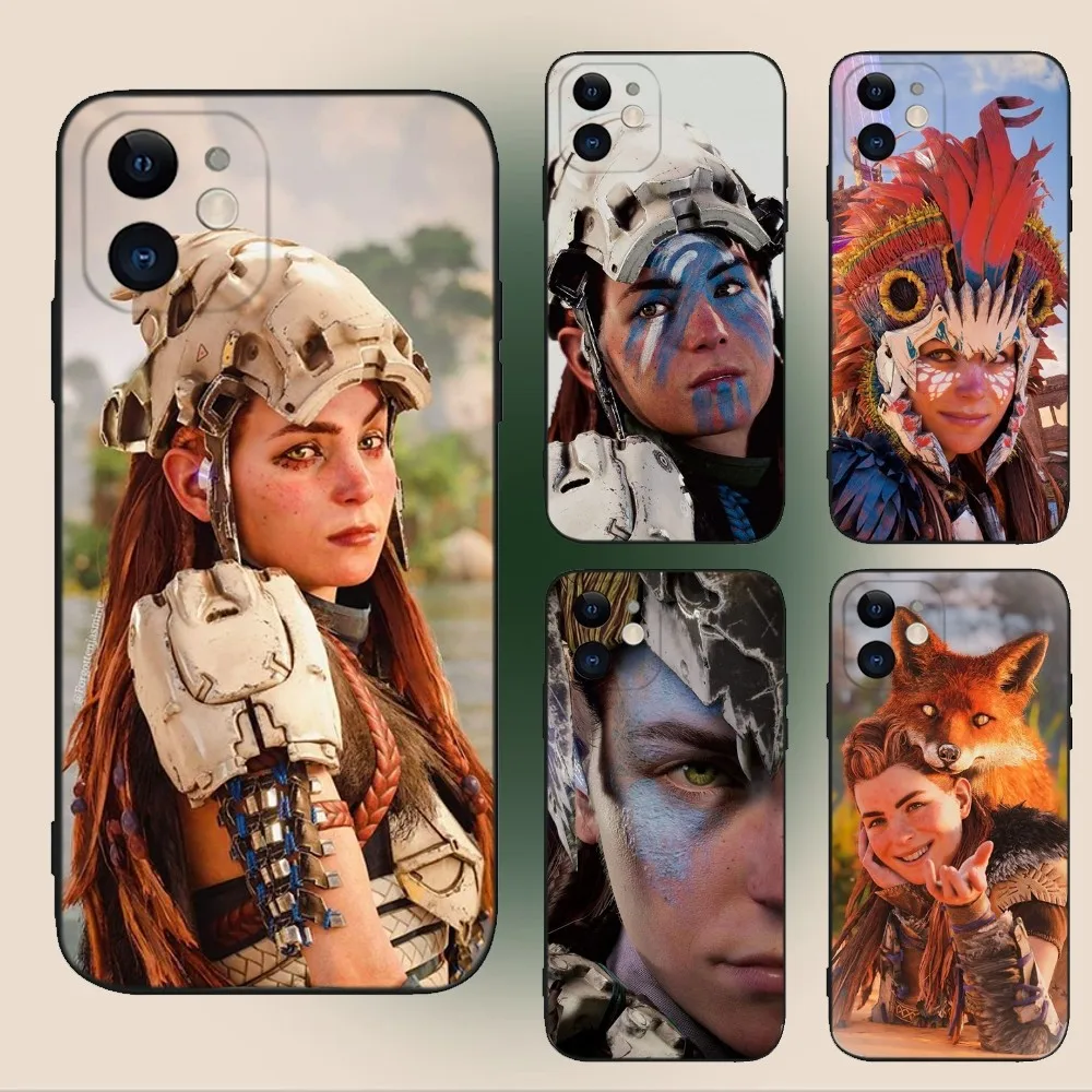 Aloy HFW Game Horizon   Phone Case For iPhone 15,14,13,12,11,Plus,Pro Max,XS,X,XR,SE,Mini,8,7 Soft Silicone Black Cover