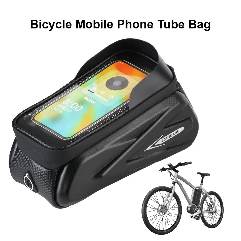 Universal Large Capacity Bike Accessories Waterproof Cycling Top Tube Front Frame Bag Bicycle Hard Shell Phone Bag 7.28 inch