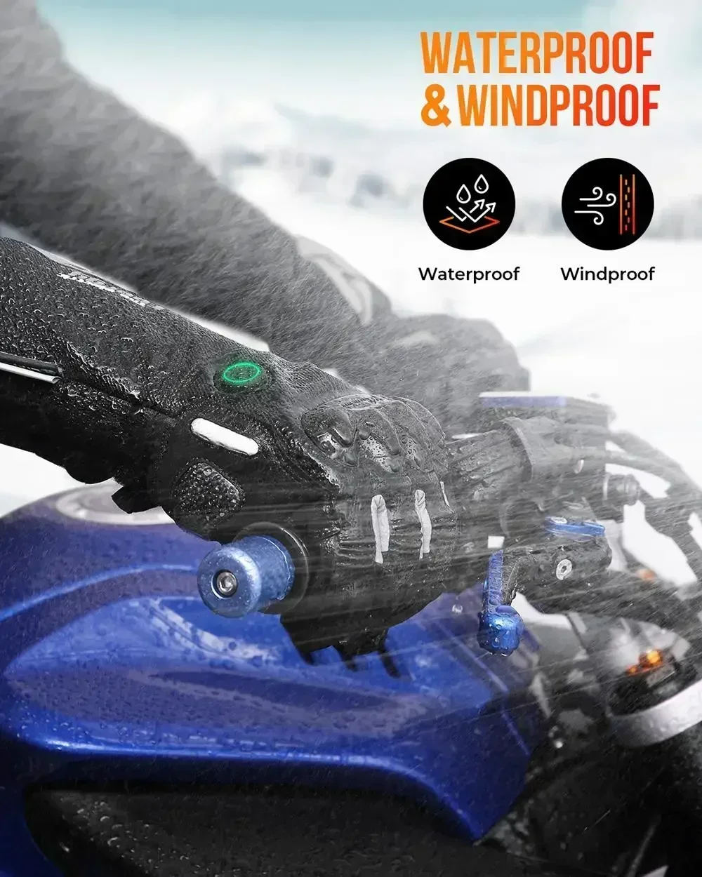 KEMIMOTO Heated Motorcycle Gloves Winter Moto Heated Gloves Warm Waterproof Rechargeable Heating Thermal Gloves For Snowmobile