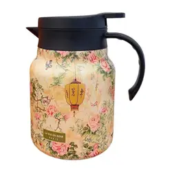 Carafe For Hot Liquids 1000ml Floral Tea Kettle Stainless Steel Tea Kettle Insulated Tea Pots Tea Infuser Kettle For Family