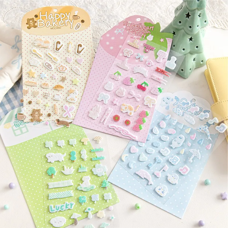 

Felt 3D Stickers,Cute Daily Elements Decals for Journaling Scrapbooking DIY Phone Case Decor Kawaii Puffy Sticker Pack for Diary