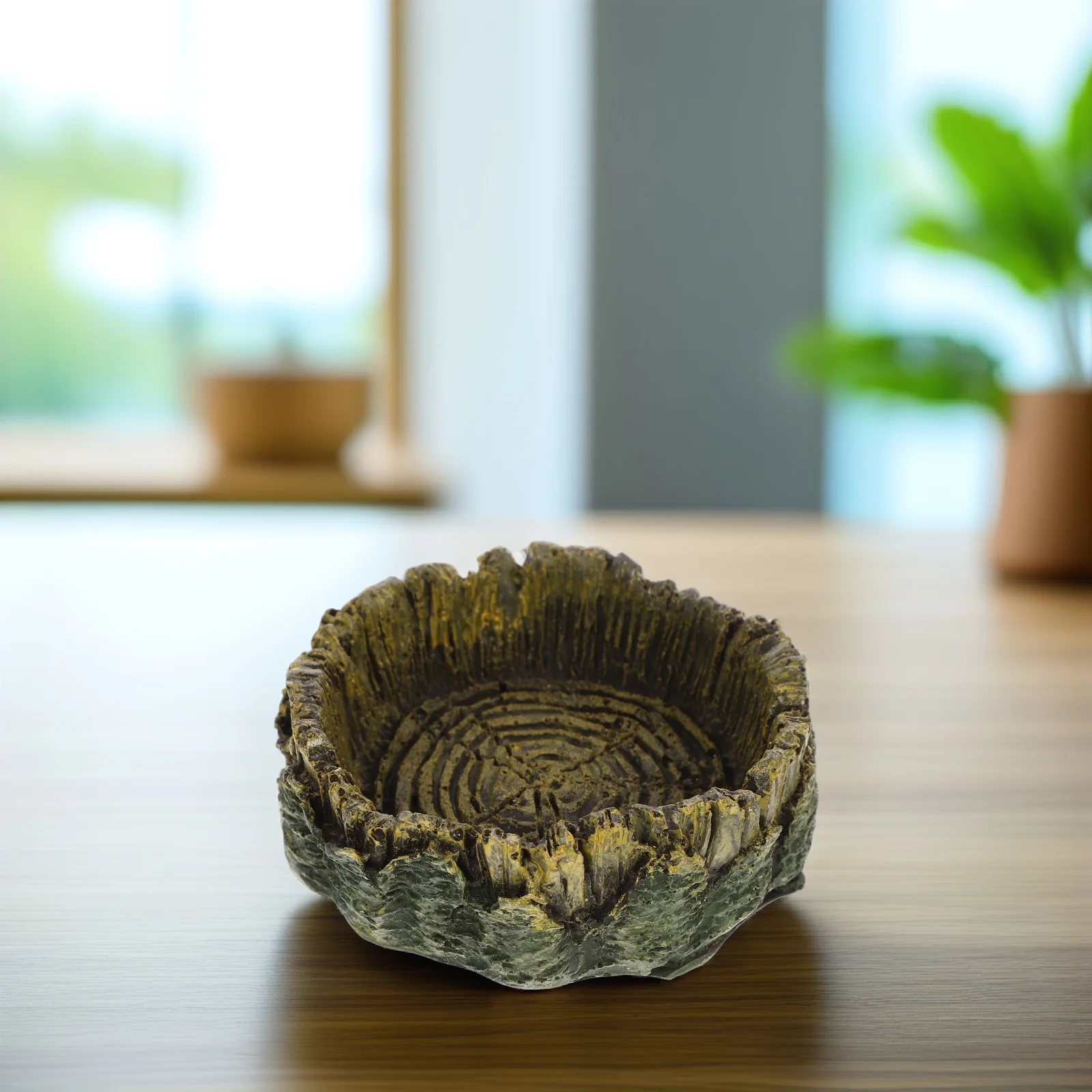 

Reptile Feeding Bowl Imitation Wood Grain Resin Stable Food Water Dish for Geckos Bearded Dragon Snake Tortoise Terrarium