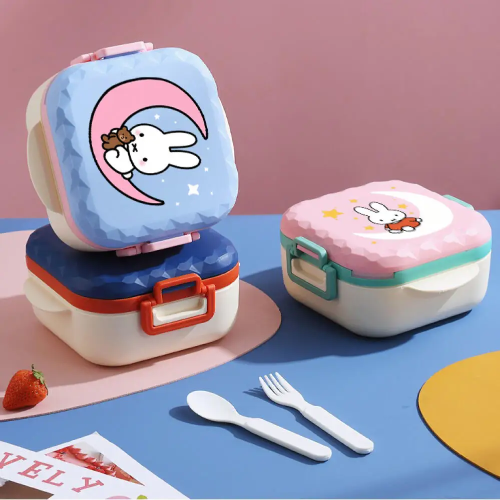 

Милые и портативные отсеки для школьного и офисного работника с изображением кролика Miffy, коробка для бенто, ланч-бокс для микроволновой печи, коробка для хранения еды