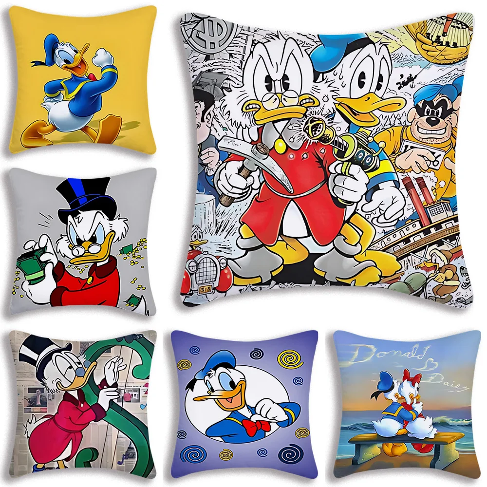 

Cartoon Kawaii Donald Duck Pillow Covers Cartoon Sofa Decorative Home Double-sided Printing Short Plush Cute Cushion Cover