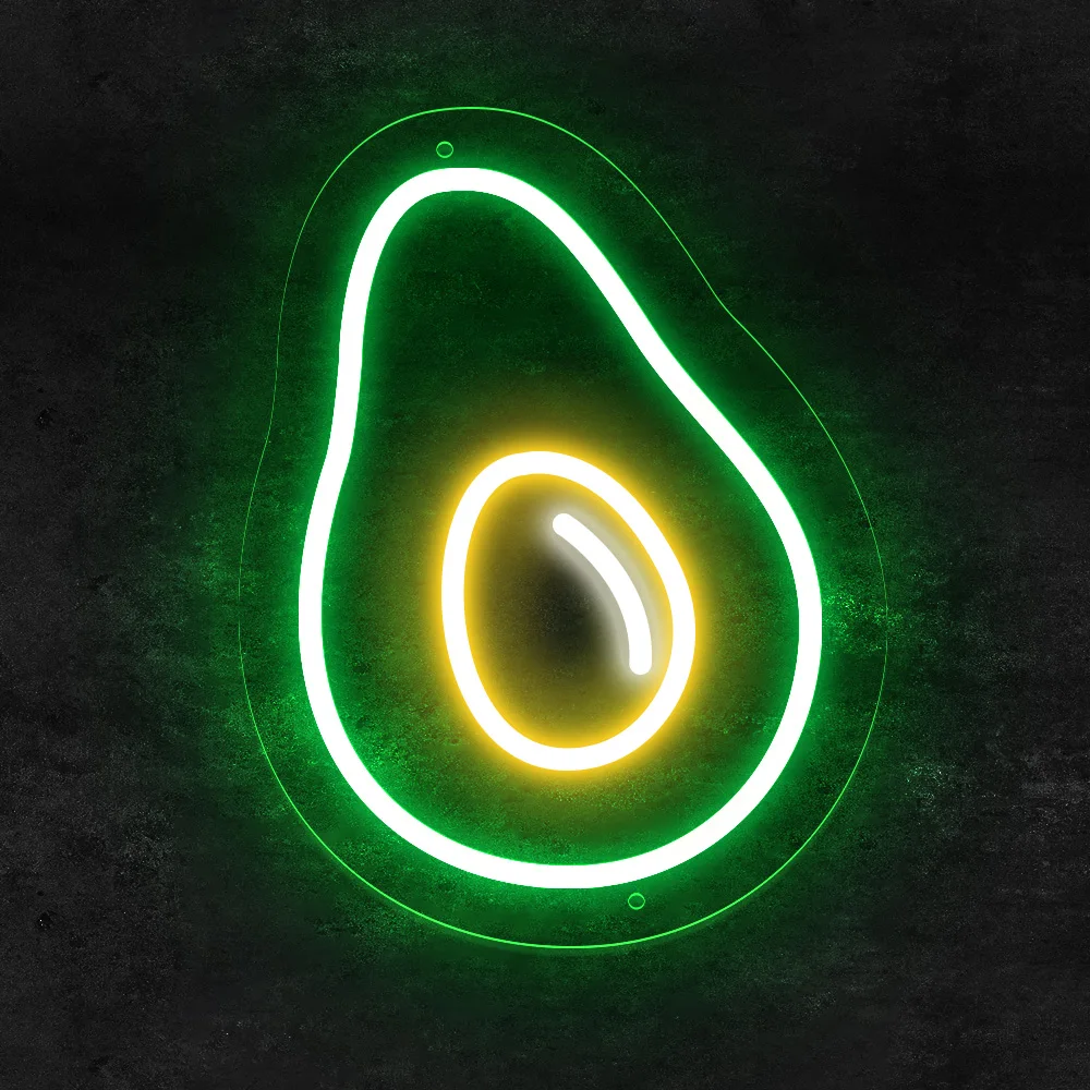 Avocado Neon Sign Fruit LED Neon Light for Children Room Bedroom Fruits Shop Home Party Wall Hanging Art Decor USB Powered Lamp