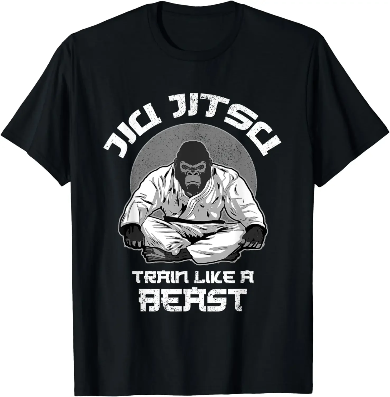 

Summer men Train Like A Beast & Jiu Jitsu English print T-shirt Retro 100% pure cotton Harajuku style loose clothing top