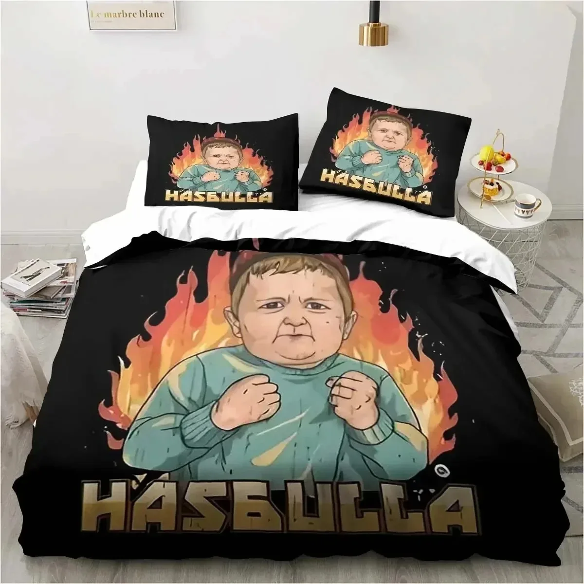 Hasbulla Magomedov Fighting Meme Bedding Set Three Piece Bed Set Single Double King Size Bed Duvet Cover Set Bedroom Quilt Cover