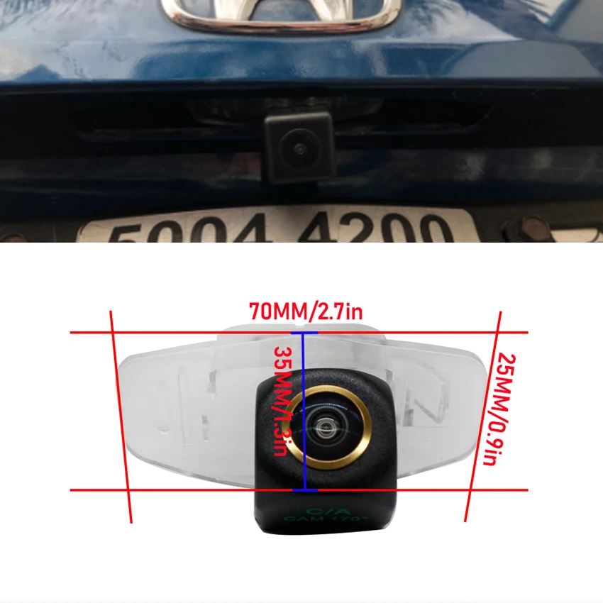 Kamera spion กล้องถอยหลังสำหรับจอดรถ HD CCD AHD Golden Fisheye โคมไฟป้ายทะเบียนสำหรับ Honda Civic (FB) 9th Gen 2011 ~ 2016