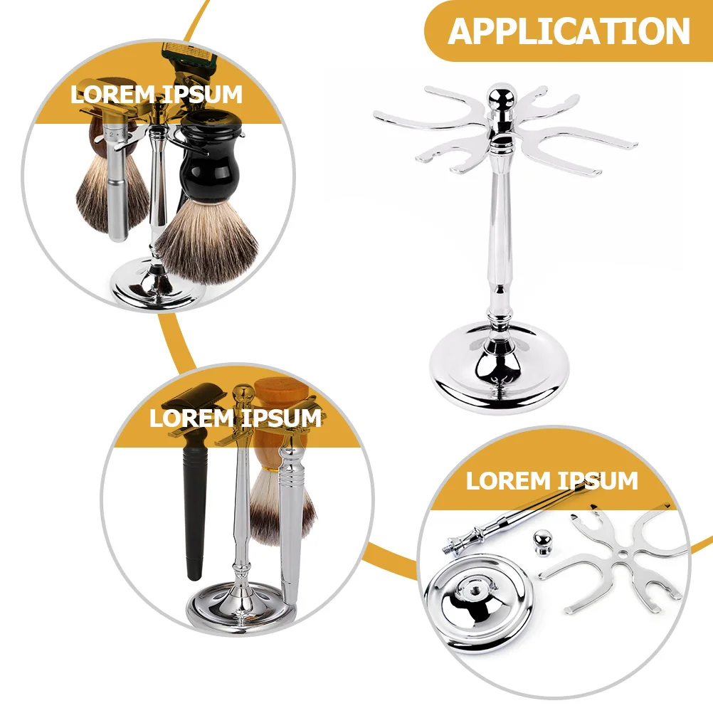 

Shaving Brush Holder Razor Stand Organizer for Men Bathroom Storage Compact Design Rustproof Metal Rack for Razor and Brush