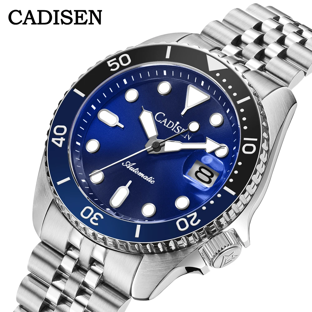 CADISEN New Luminous Men Mechanical Wristwatches Ceramic Bezel Sapphire Glass NYLON Band Automatic Watch Men relogio masculino