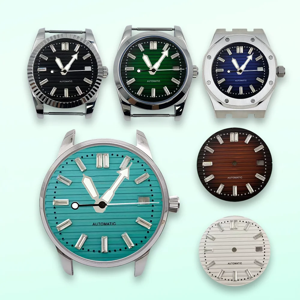 30.5mm S Dial Watch modification tools Diamond dial Fit NH35 Japanese Movement Green Luminous Stripe Dial Watch Accessories