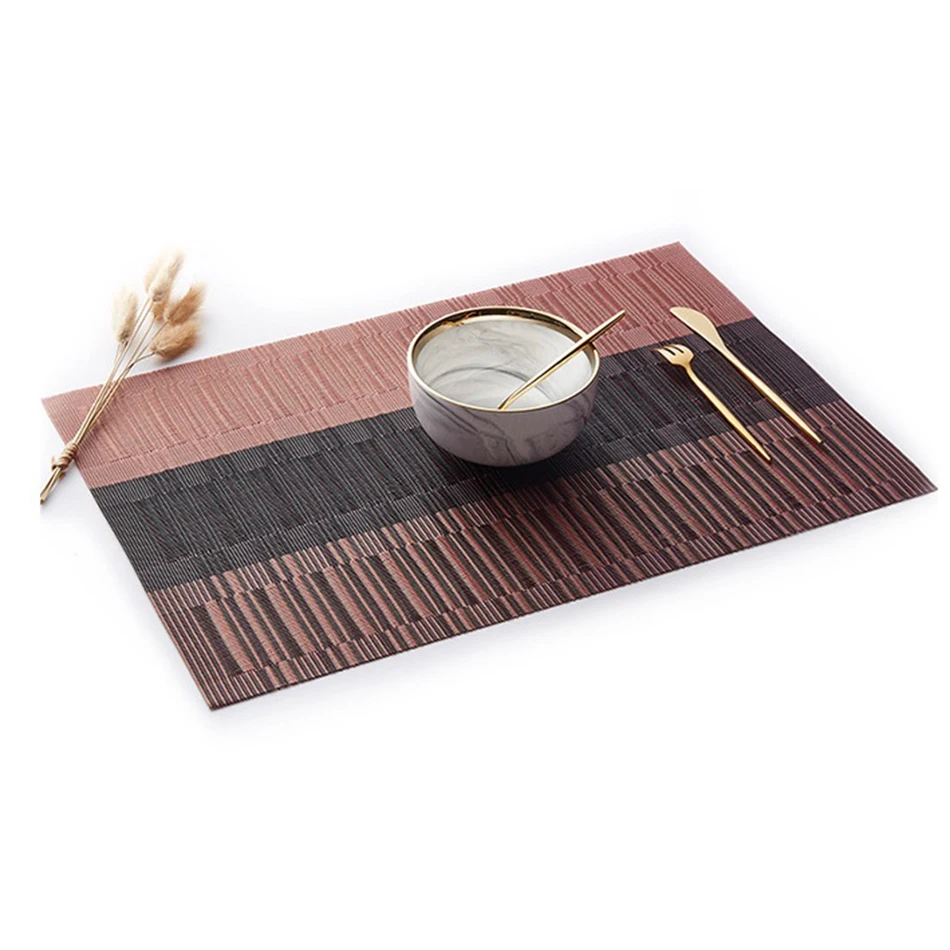 Set of 4 Gradient PVC Placemats 12 x 18 inch Non-Slip Waterproof Heat Resistant Table Mats for Home for hotel Restaurant