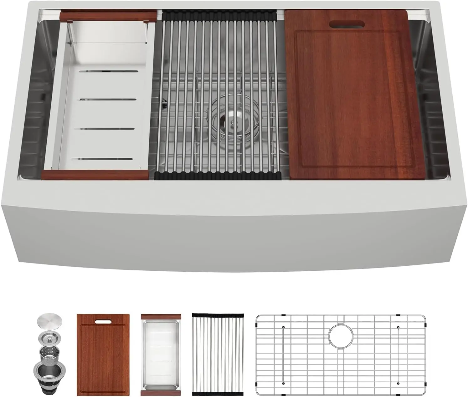 Sarlai 36 حوض المزرعة الفولاذ المقاوم للصدأ - 36 × 22 بوصة حوض المطبخ محطة العمل المئزر الأمامي وعاء واحد 16 مقياس الفولاذ المقاوم للصدأ