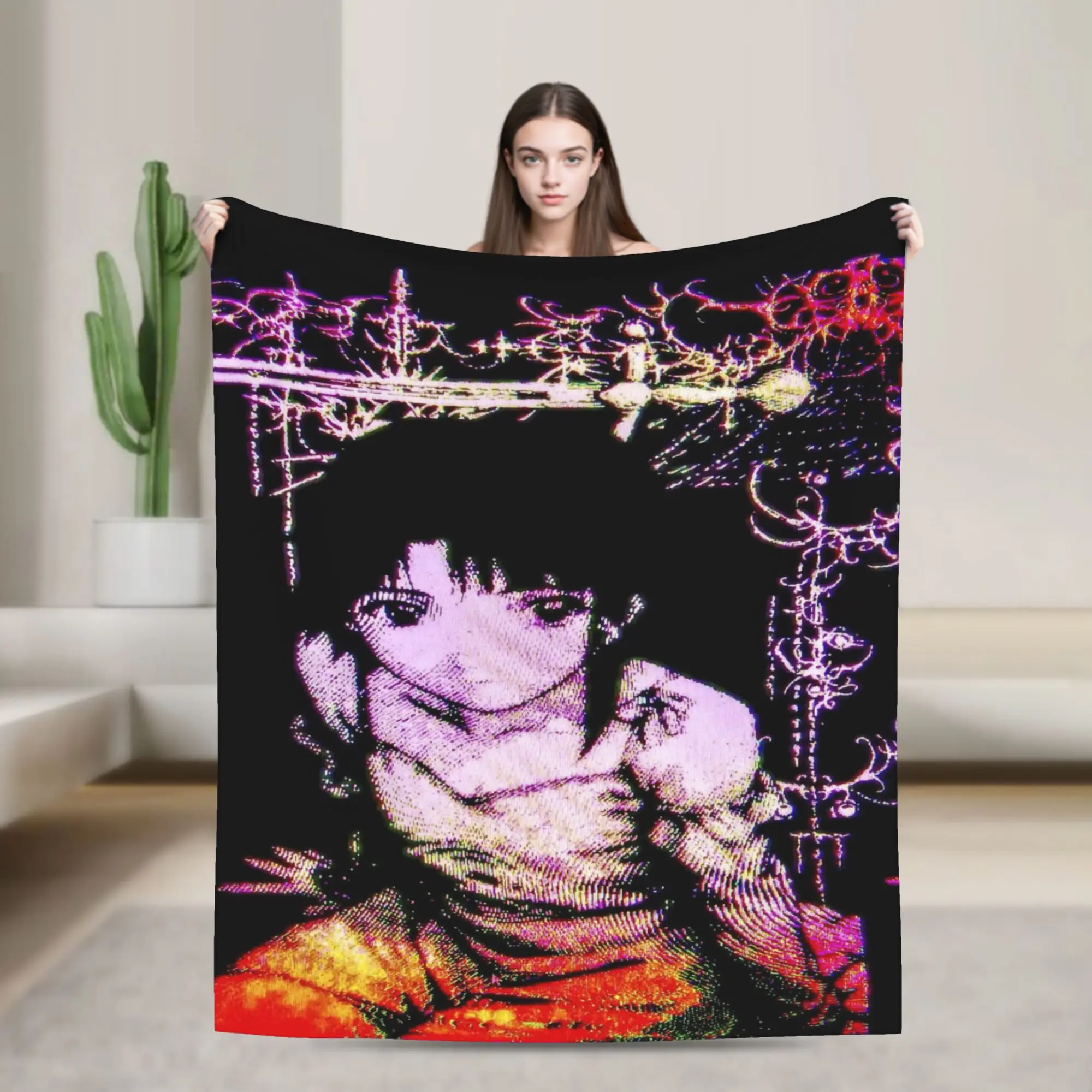 Anime Serial Experiments Lain Blanket  Warm Soft Novelty Plush Throw Blanket For Students Bedroom Flannel Bedspread Bed Cover