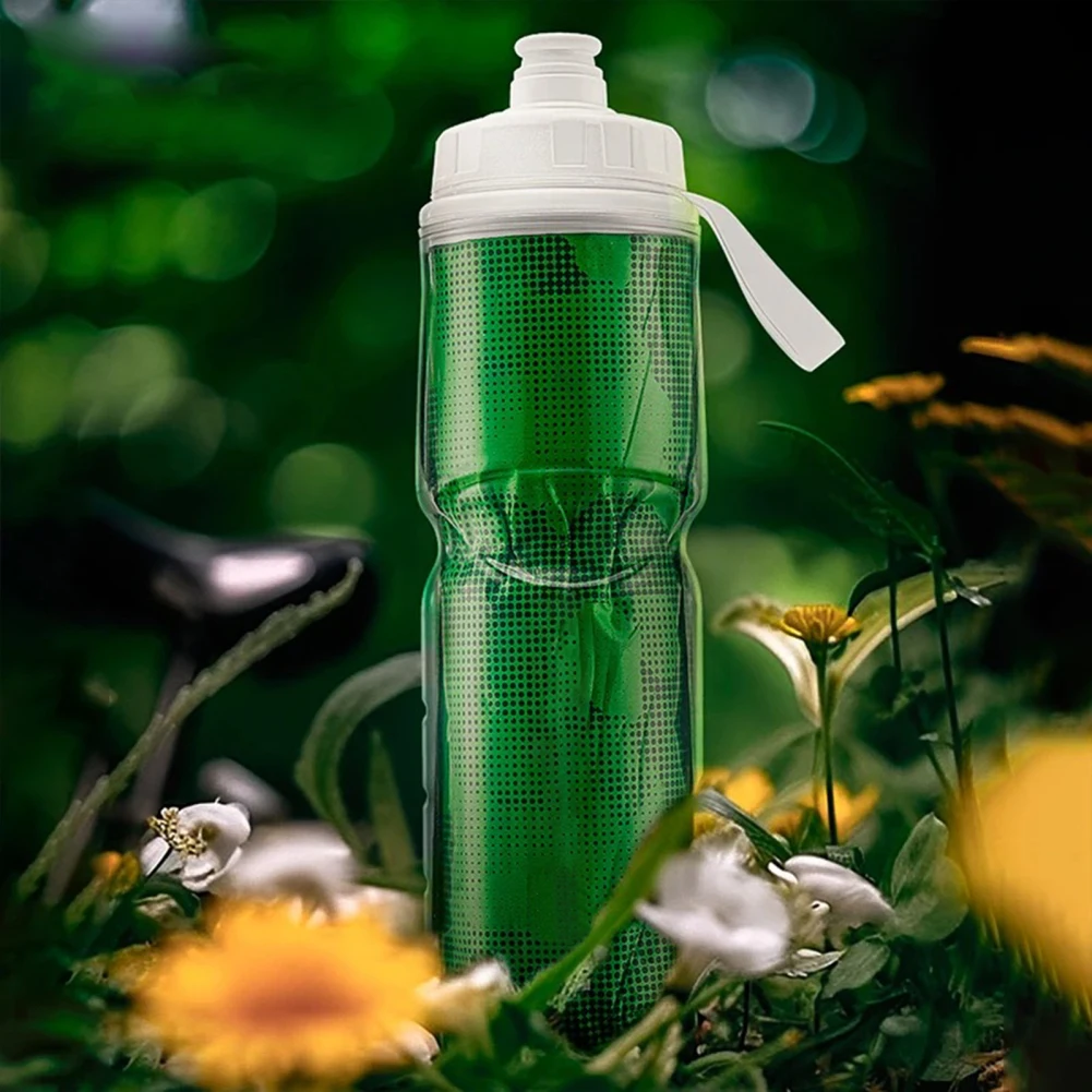 Insulated Bike Water Bottles 670ml PP5 Cycling Water Bottle With Handle Easy To Squeeze Keep Water Cool/ Warm Leak-Proof Bicycle