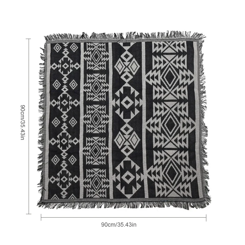90x90cm Bohemian Plaid Blanket with Tassel for Sofa Bed Decorative Blankets Cotton Sofa Cover Throw Blanket - view 3