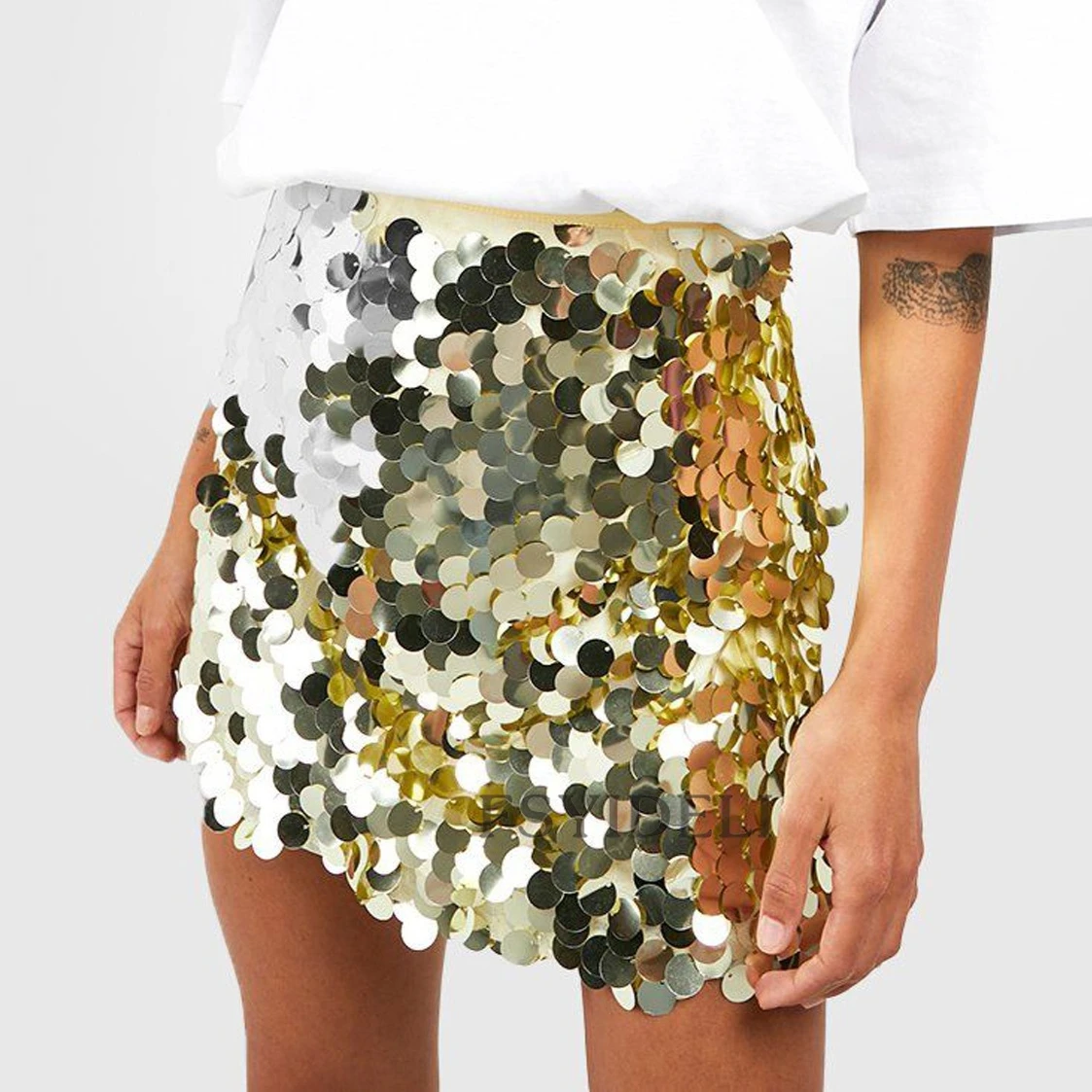 Femmes jupes solide jupe paillettes moulante Mini longueur Empire taille élastique jupe Non Strech mince décontracté bureau dame 2025 printemps