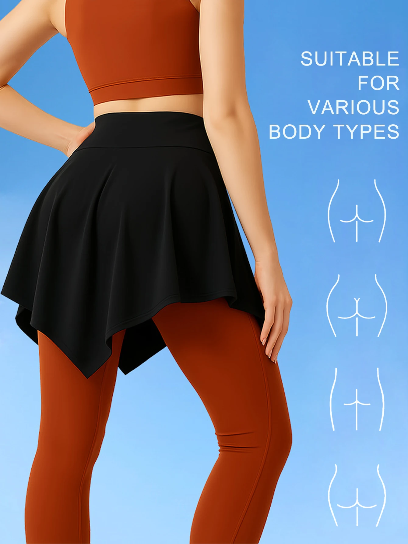 Sports and fitness fart curtain anti glare yoga base skirt, hip covering skirt