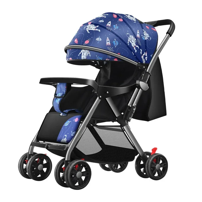 A High View Stroller Can Sit and Fold and Shock Absorber Can Be Switched To A Portable Newborn Baby Stroller.