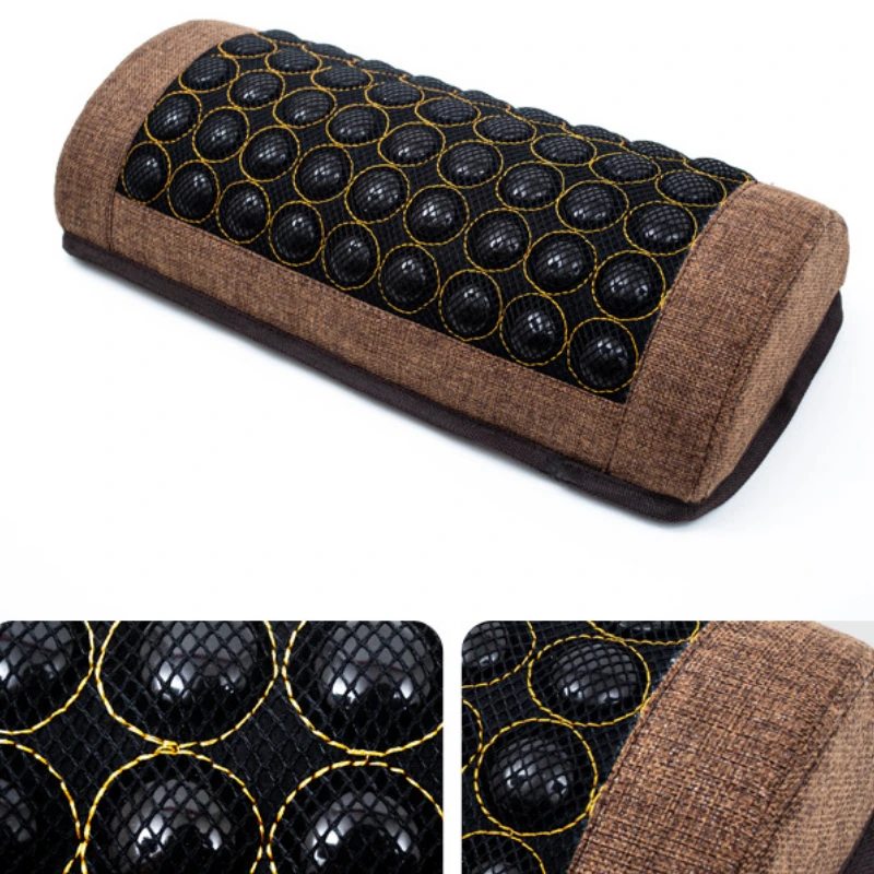 New Jade Tourmaline Massage Pillow with Heating Far Infrared Heated Massage Bolster Neck Pillow for Cervical Spine  Muscle Relax