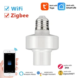 Tuya WiFi/Zigbee Smart E27 Light Socket Bulb Adapter Lamp Holder Base Smart Life App Control Support Alexa Google Home AC85-265V