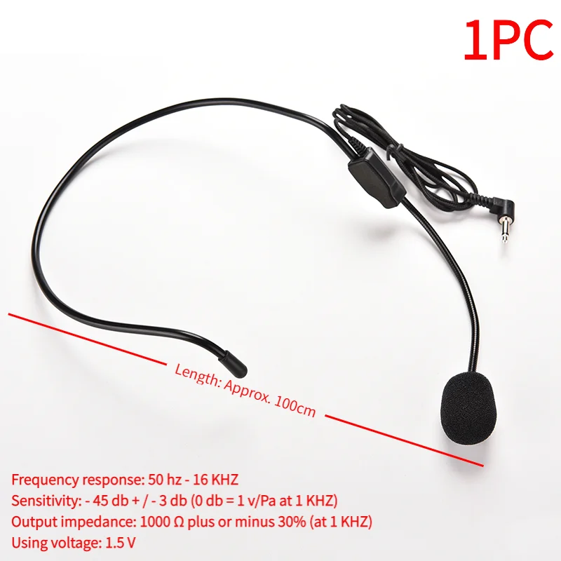 1PC Vocal Wired Headset Microphone Microfono For Voice Amplifier Speaker Mike.