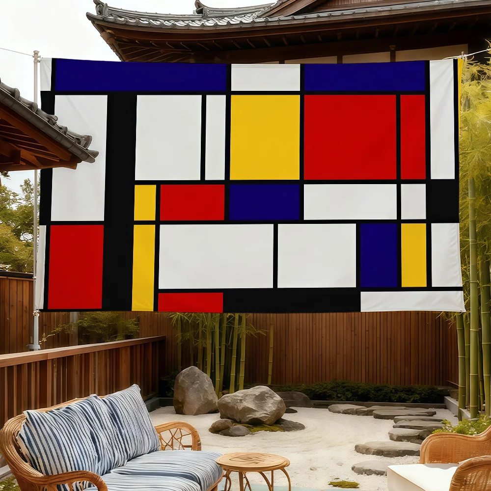 De Stijl Geometric Abstraction flag For Room Dorm Camping Picnic Art Style Garage Bar wall Decoration Banner