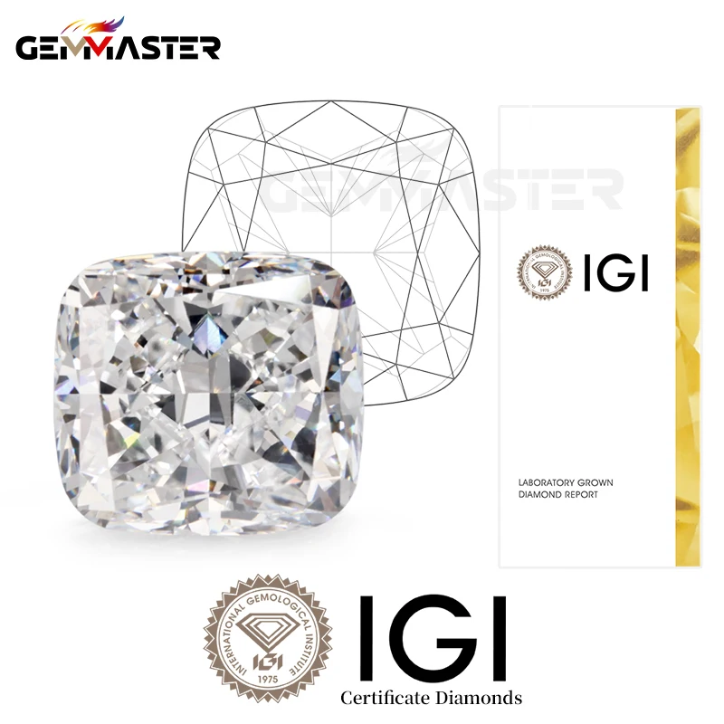 CVD Laborgezüchteter Diamant, runder Brillantschliff, D VS VVS, IGI-zertifiziert, loser Diamant für Ring- und Anhängerschmuck, Kissenförmiger Labor-Diamant VVS