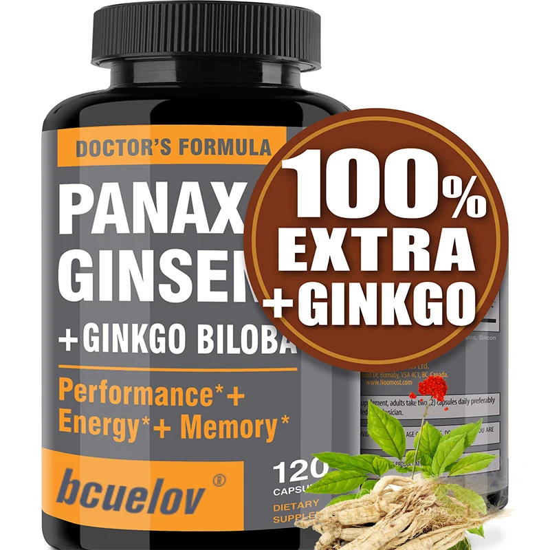 

Ginseng + Ginkgo Extract Capsules - Helps Support Energy and Vitality, Memory, Brain and Vision Health