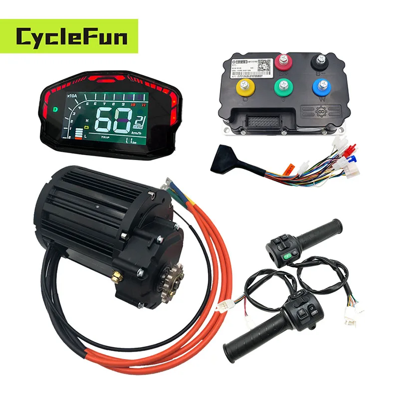 QS138 4KW V3 Mid-Drive Motor With FarDriver ND84530 330A Controller T08 Throttle And DKD Display For Electric Motorcycle Scooter